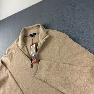 Banana Republic Sweater Men's M Brown 1/4 Zip Waffle Knit Thermal Preppy NEW